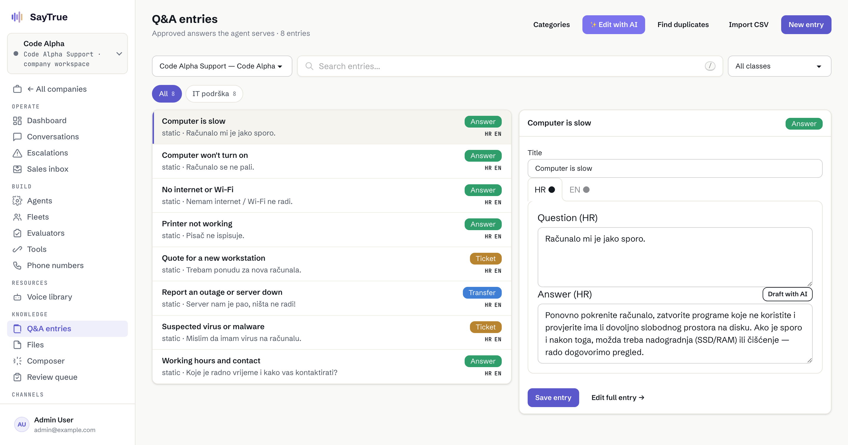 Approved FAQ entries and autonomy classes in SayTrue
